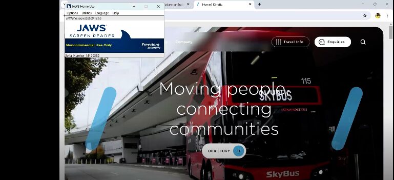 screenshot of Kinetic website showing JAWS